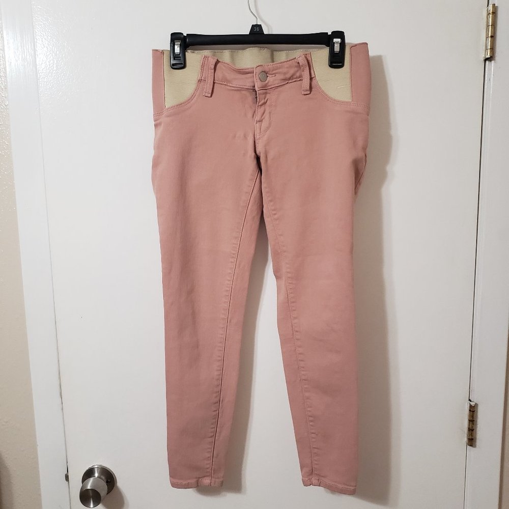 Dusty Rose Skinny Crop Under belly Maternity Jeans by Isabel Maternity Size 00